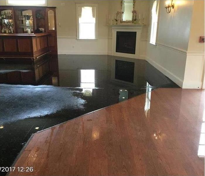 Flooding in a living room space. 